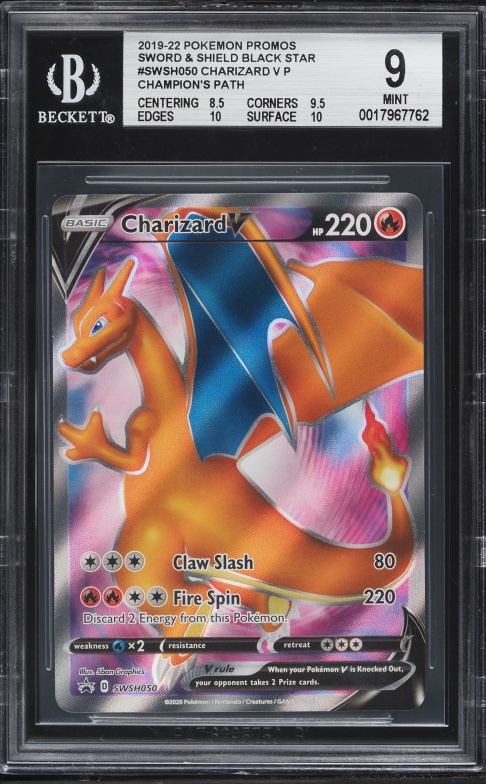 2019 Pokemon Sword & Shield Promo Champion's Path Full Art Charizard V #SWSH050 BGS 9 MINT