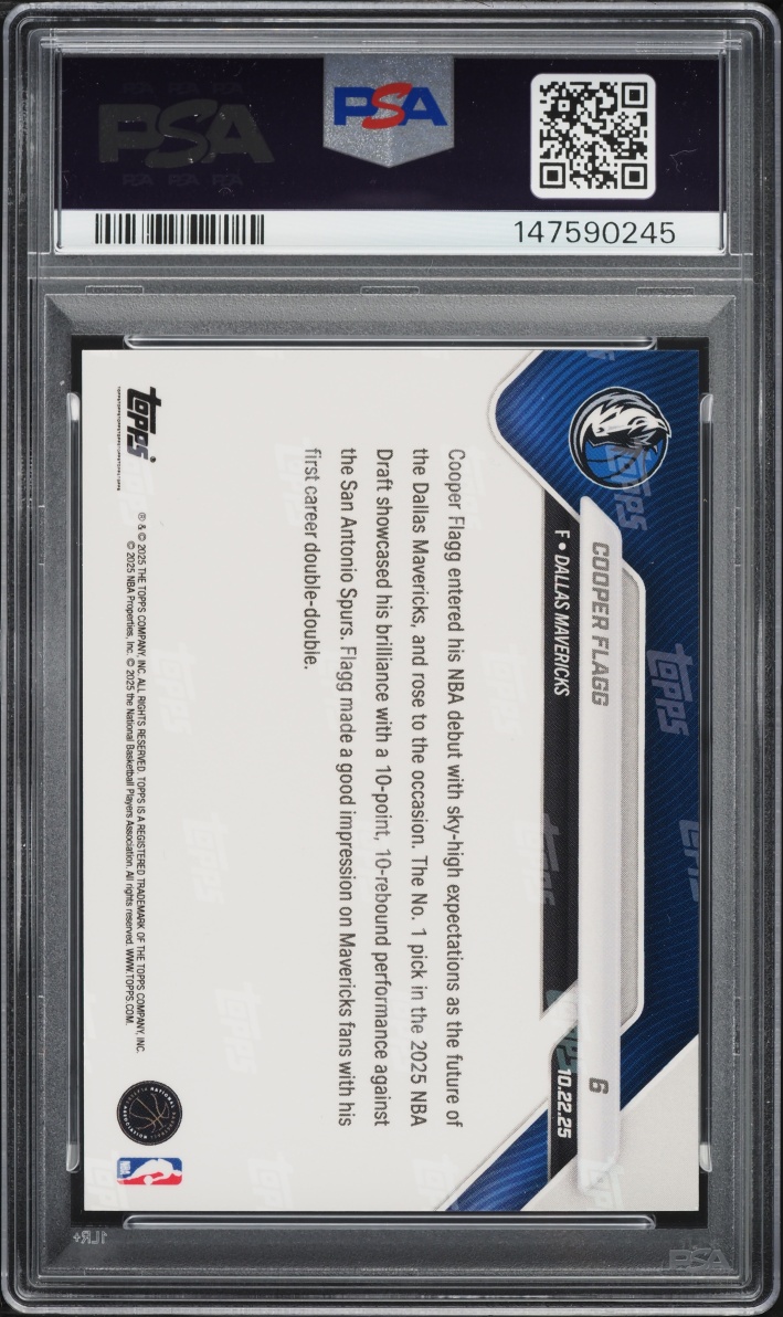 2025 Topps Now Cooper Flagg ROOKIE #6 PSA 10 GEM MINT