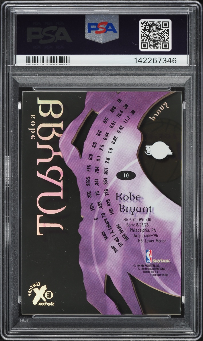1998 Skybox E-X Century Kobe Bryant #10 PSA 8 NM-MT