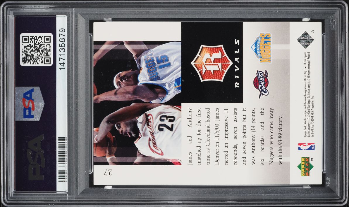 2004 Upper Deck Rivals LeBron James Carmelo Anthony #27 PSA 8 NM-MT