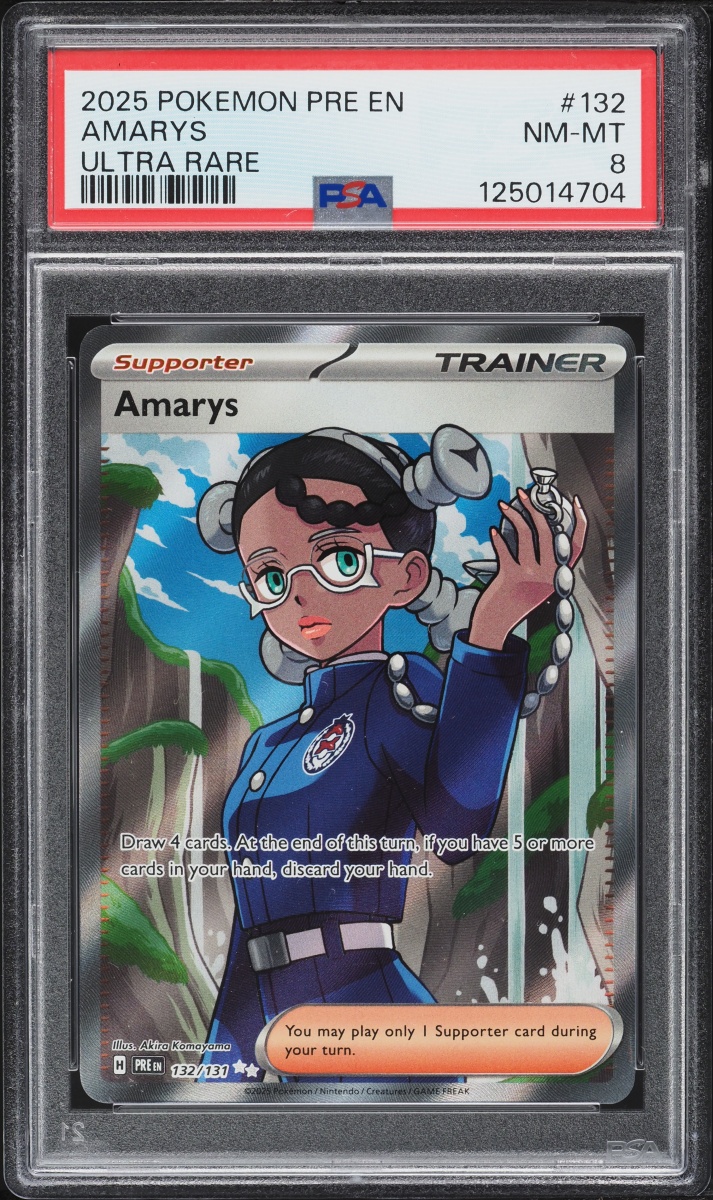 2025 Pokemon Scarlet & Violet Prismatic Evolutions Full Art Amarys #132 PSA 8 NM-MT