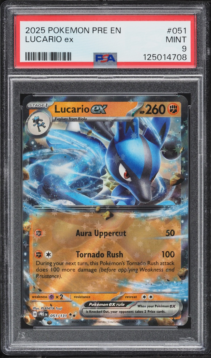 2025 Pokemon Scarlet & Violet Prismatic Evolutions Lucario Ex #51 PSA 9 MINT