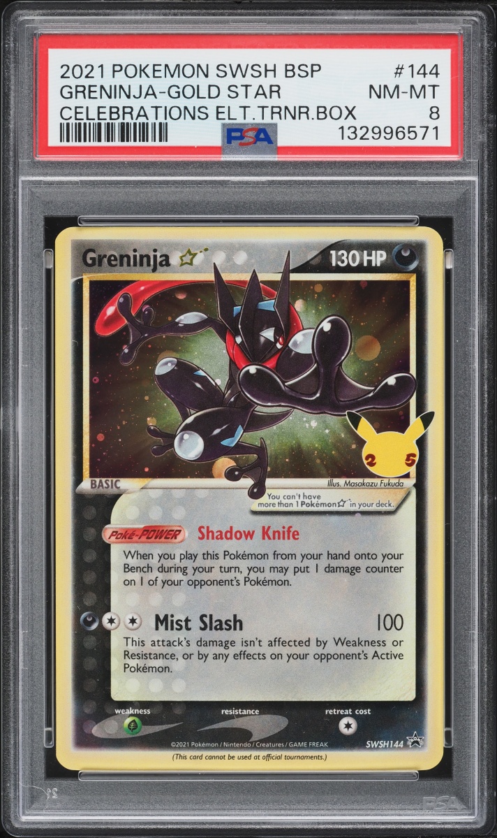2021 Pokemon Sword & Shield Promo Celebrations ETB Holo Greninja Gold Star #144 PSA 8 NM-MT