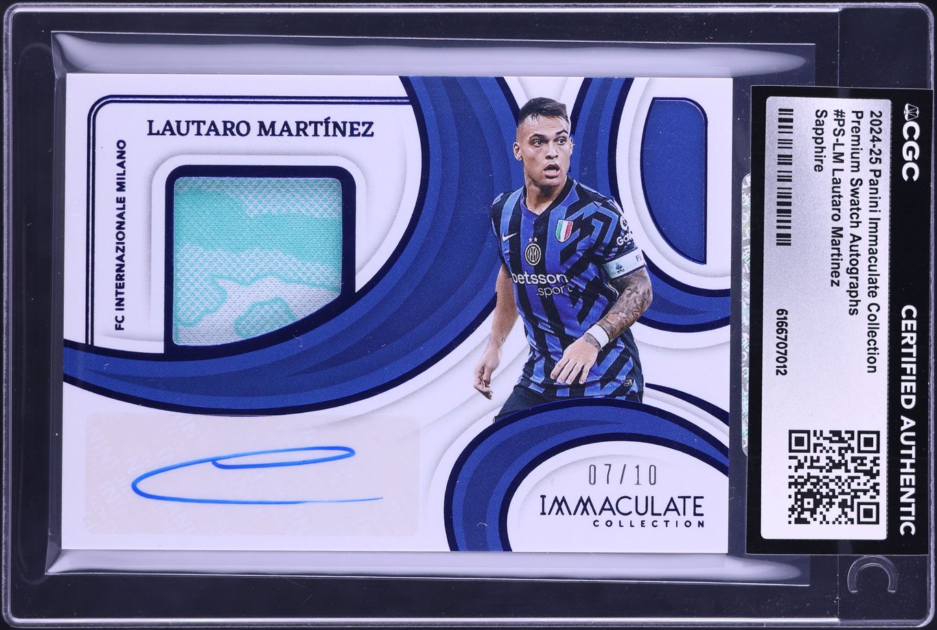 2024 Immaculate Collection Premium Sapphire Lautaro Martinez PATCH AUTO /10 #PS-LM CGC AUTH