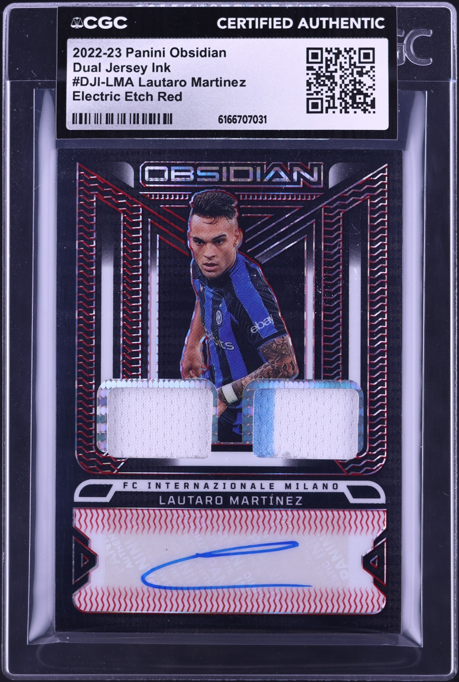2022 Panini Obsidian Electric Etch Red Lautaro Martinez PATCH AUTO /44 #DJI-LMA CGC AUTH