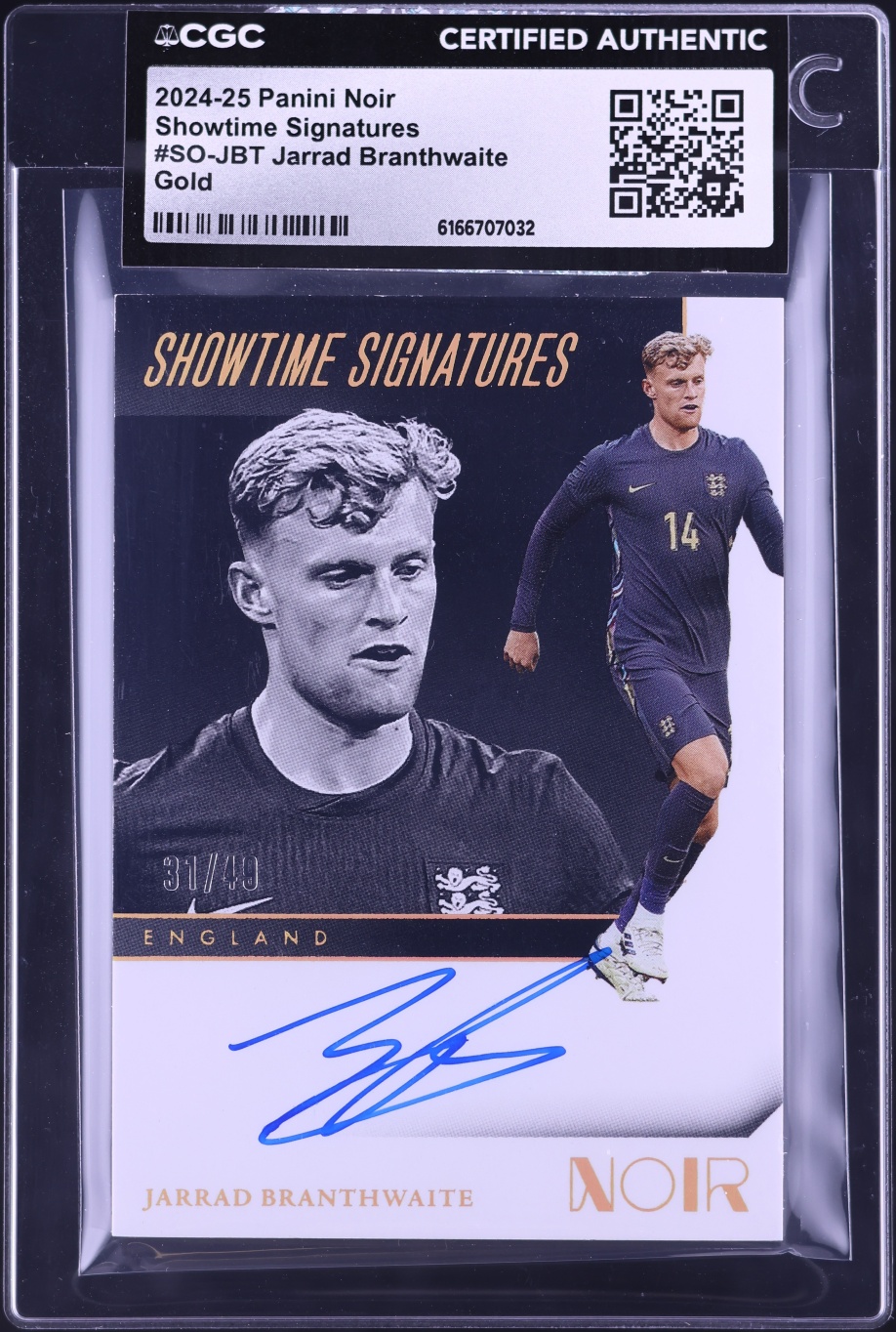 2024 Panini Noir Showtime Signatures Gold Jarrad Branthwaite AUTO /49 #SO-JBT CGC AUTH