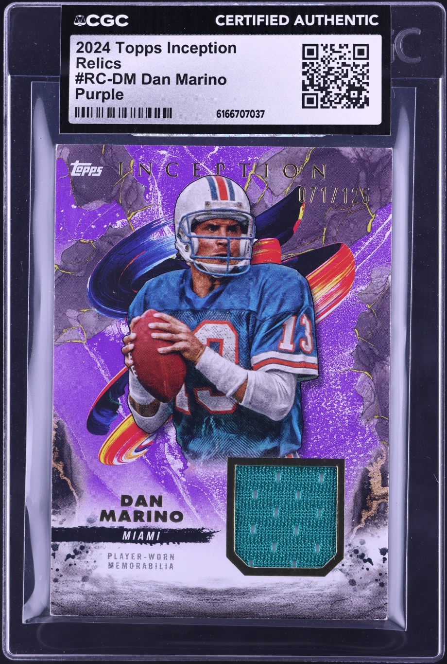 2024 Topps Inception Relics Purple Dan Marino PATCH /125 #RC-DM CGC AUTH