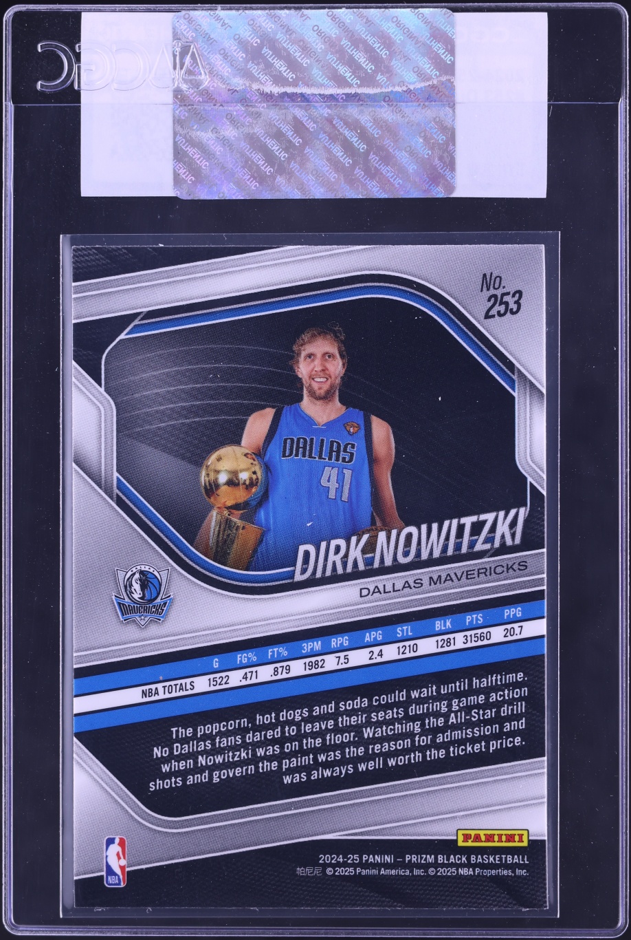 2024 Panini Prizm Black Dirk Nowitzki #253 CGC AUTH