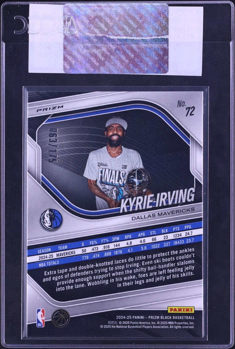 2024 Panini Prizm Black White Kyrie Irving /175 #72 CGC AUTH