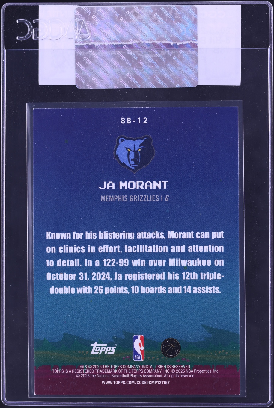 2025 Topps 8-Bit Ballers Holo Foil Ja Morant #8B-12 CGC AUTH