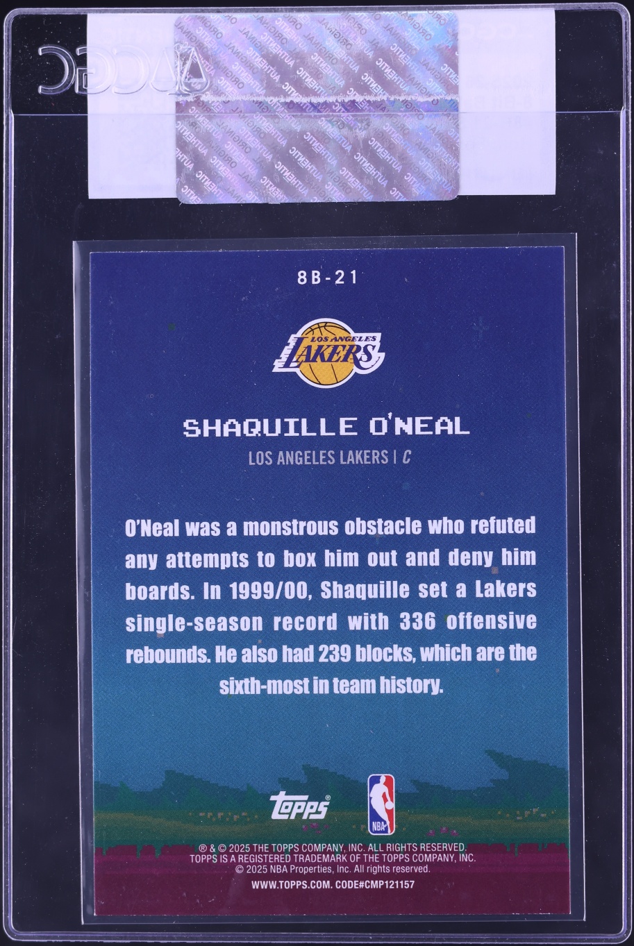 2025 Topps 8-Bit Ballers Holo Foil Shaquille O'Neal #8B-21 CGC AUTH