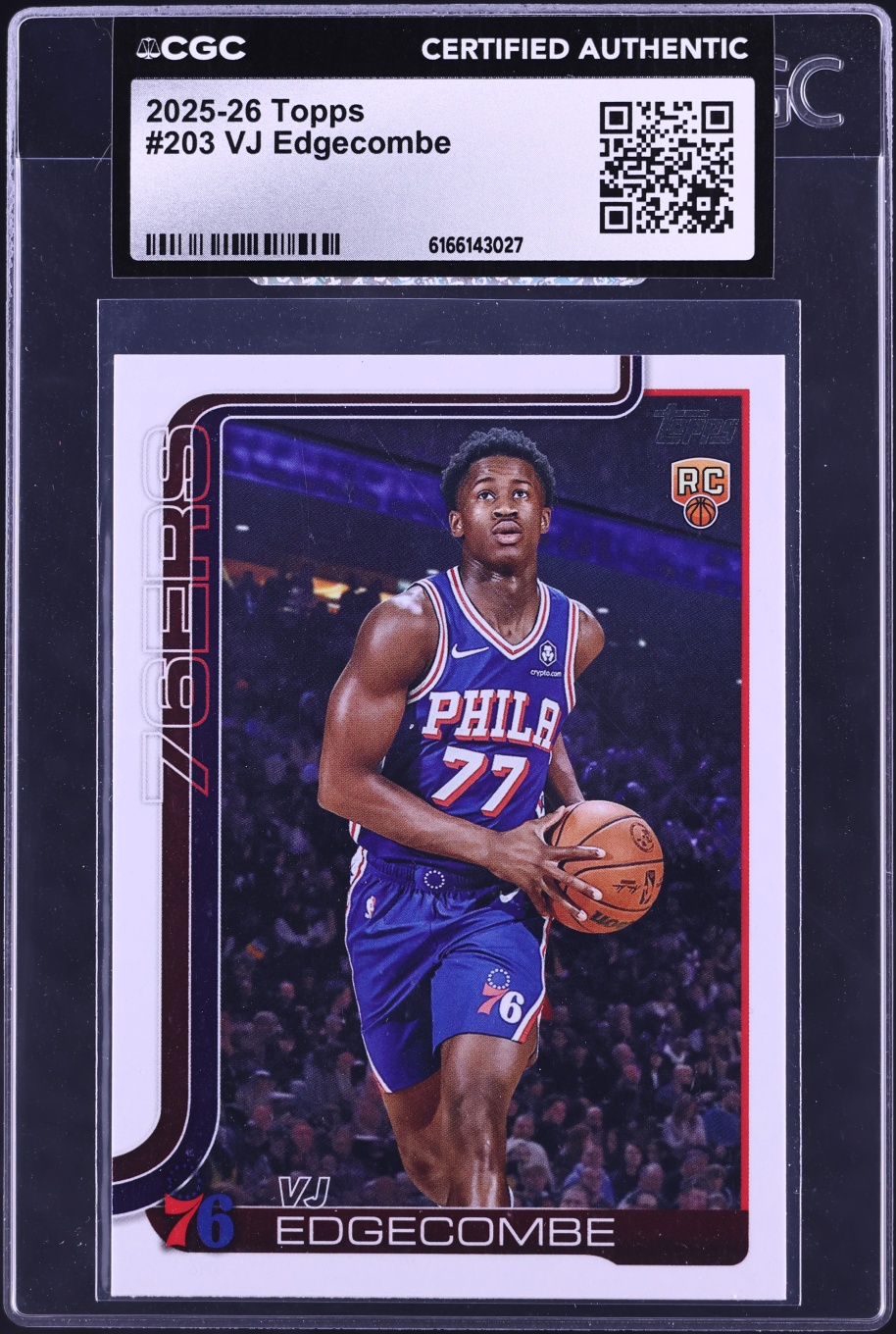 2025 Topps Basketball VJ Edgecombe ROOKIE #203 CGC AUTH