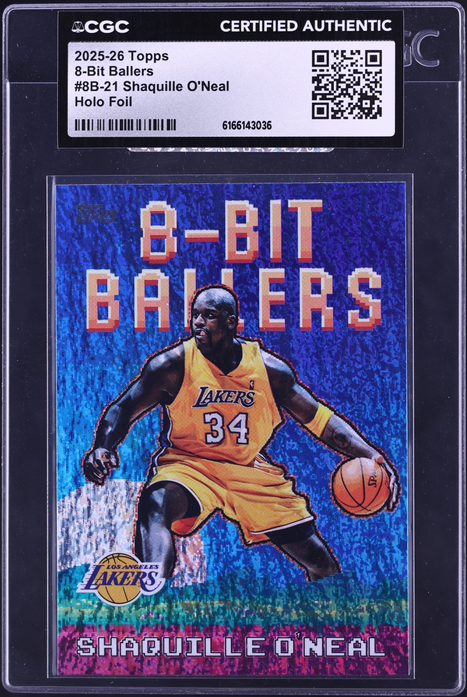 2025 Topps 8-Bit Ballers Holo Foil Shaquille O'Neal #8B-21 CGC AUTH