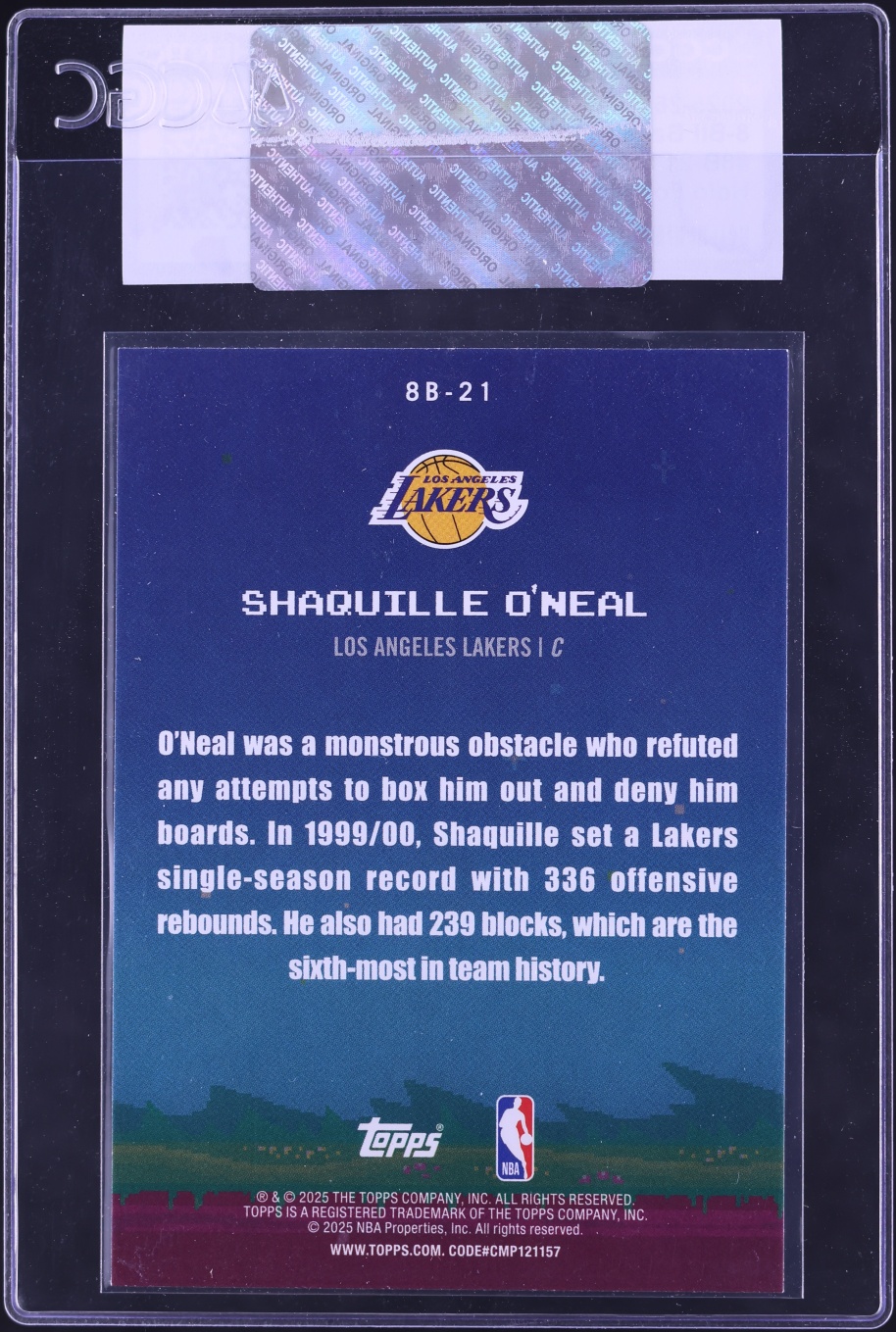 2025 Topps 8-Bit Ballers Holo Foil Shaquille O'Neal #8B-21 CGC AUTH