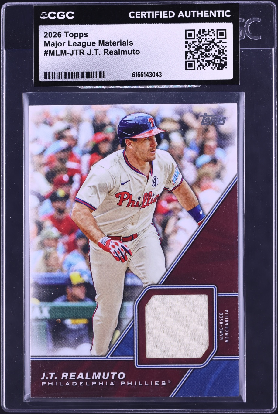 2026 Topps Major League Materials J.T. Realmuto PATCH #MLM-JTR CGC AUTH