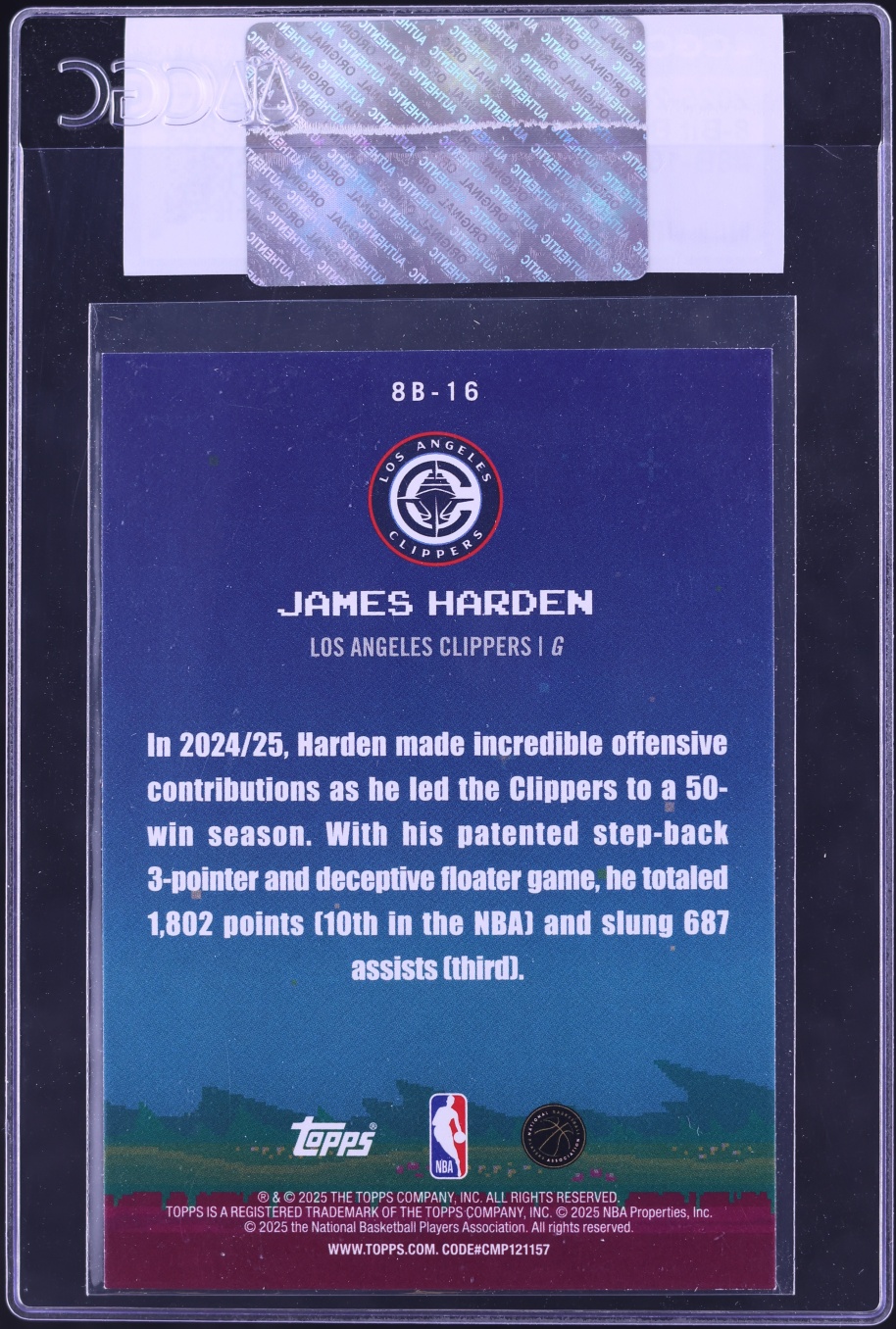 2025 Topps 8-Bit Ballers James Harden #8B-16 CGC AUTH