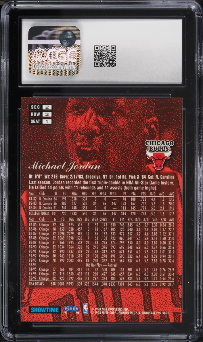 1997 Flair Showcase Row 3 Michael Jordan #1 CGC 8.5 NM-MT+