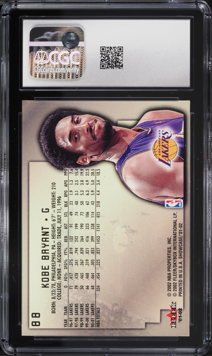 2001 Fleer Showcase Kobe Bryant #88 CGC 9.5 MINT+