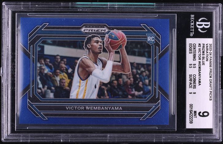 2023 Panini Prizm Draft Picks Variation Blue Victor Wembanyama ROOKIE /199 #2 BGS 9 MINT