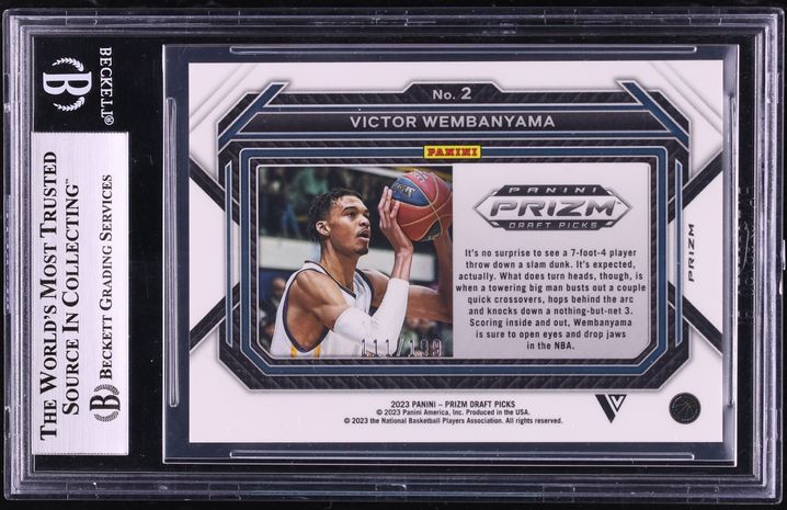 2023 Panini Prizm Draft Picks Variation Blue Victor Wembanyama ROOKIE /199 #2 BGS 9 MINT