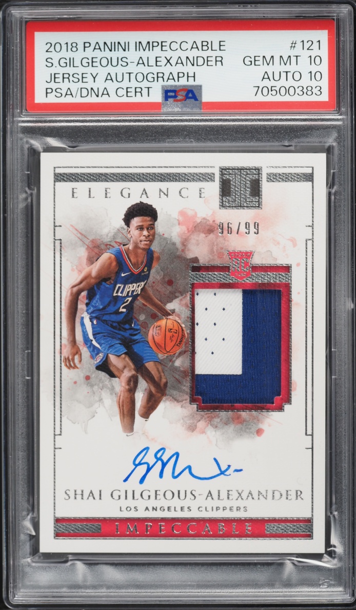 2018 Panini Impeccable Shai Gilgeous-Alexander ROOKIE PATCH AUTO DNA 10 /99 #121 PSA 10 GEM
