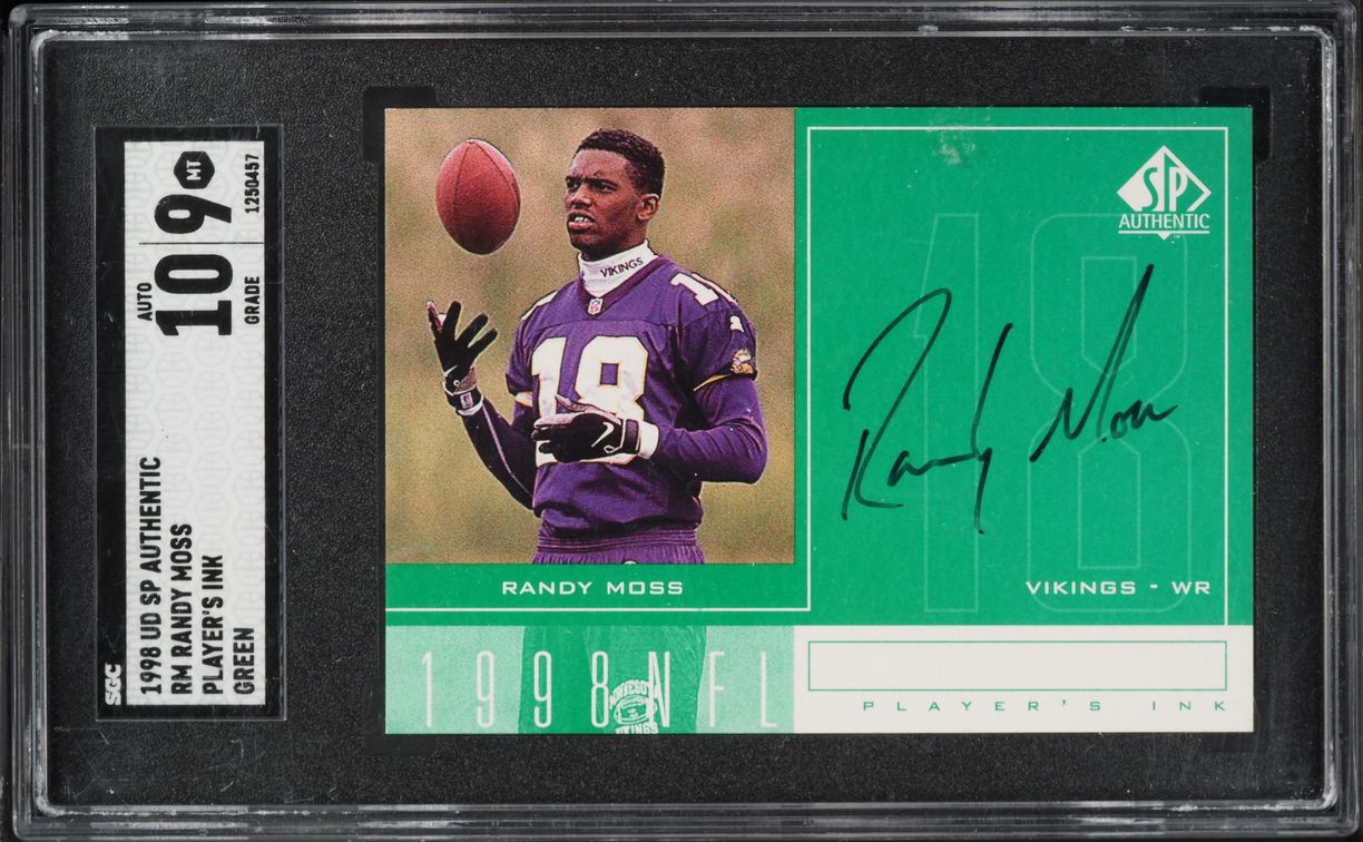 1998 SP Authentic Player's Ink Green Randy Moss ROOKIE AUTO #RM SGC 9 MINT