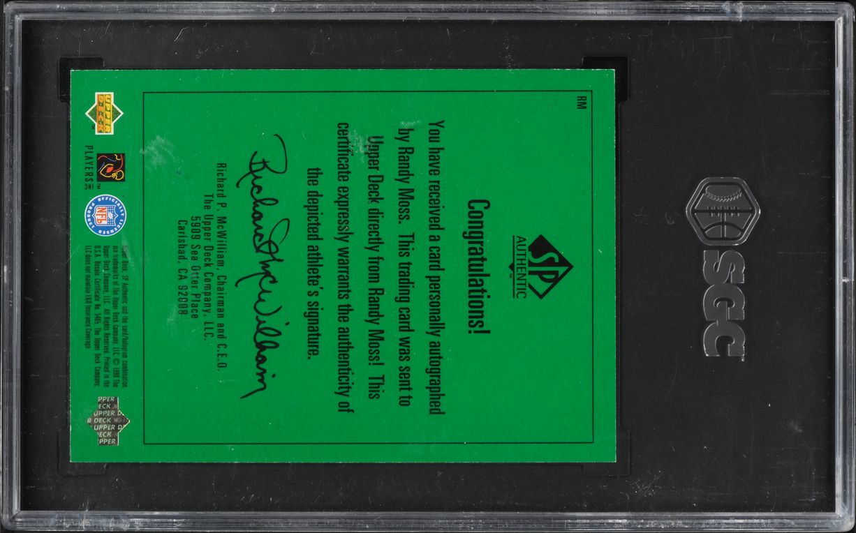 1998 SP Authentic Player's Ink Green Randy Moss ROOKIE AUTO #RM SGC 9 MINT