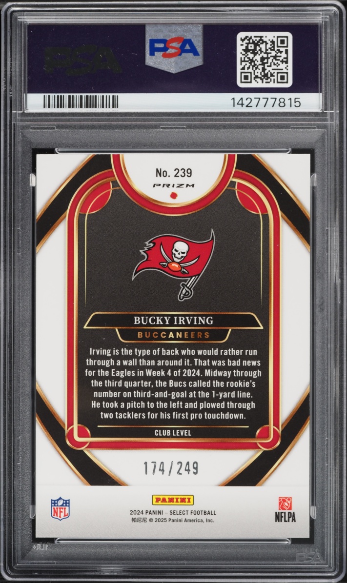 2024 Select Club Level Red Shock Bucky Irving ROOKIE /249 #239 PSA 9 MINT