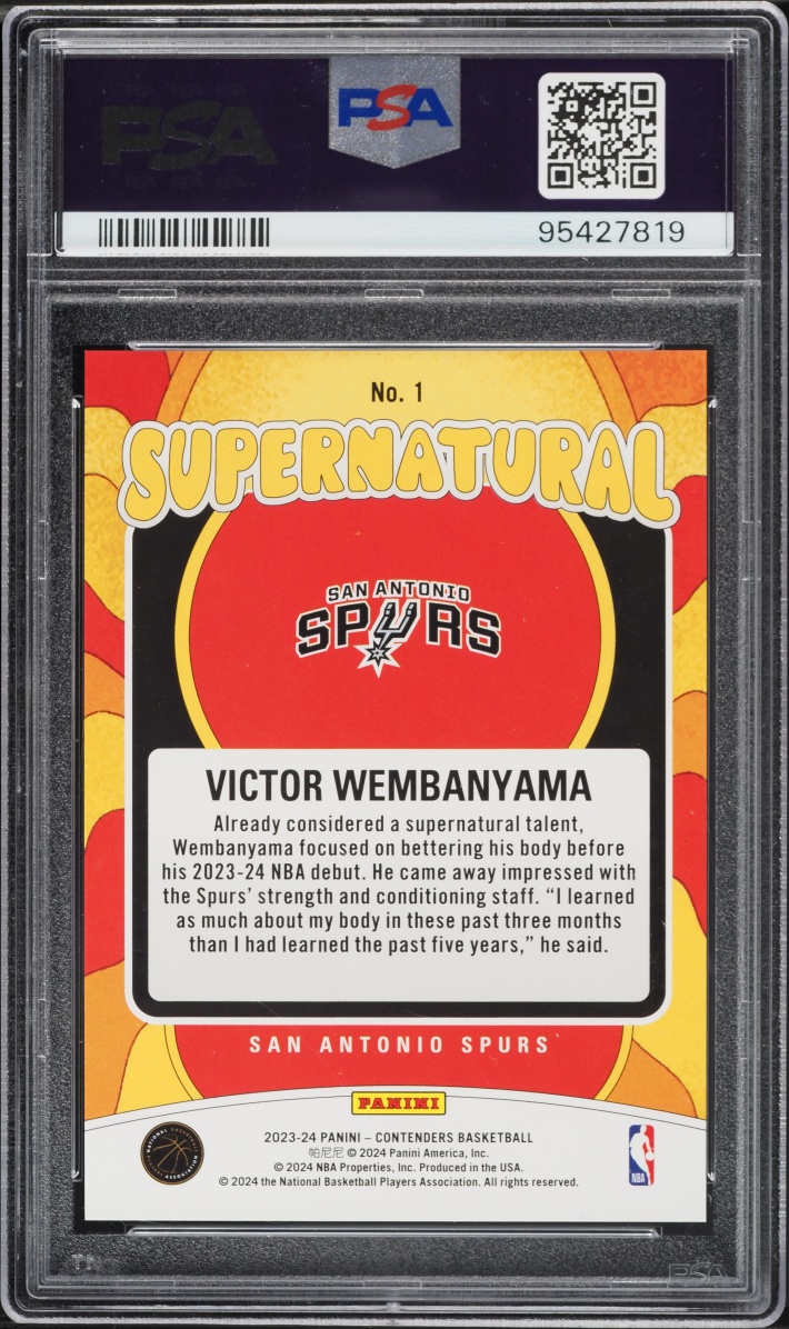 2023 Panini Contenders Supernatural Victor Wembanyama ROOKIE #1 PSA 10 GEM MINT