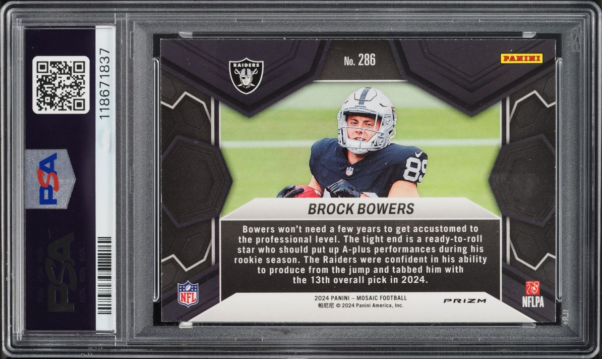 2024 Panini Mosaic Genesis Brock Bowers ROOKIE #286 PSA 10 GEM MINT