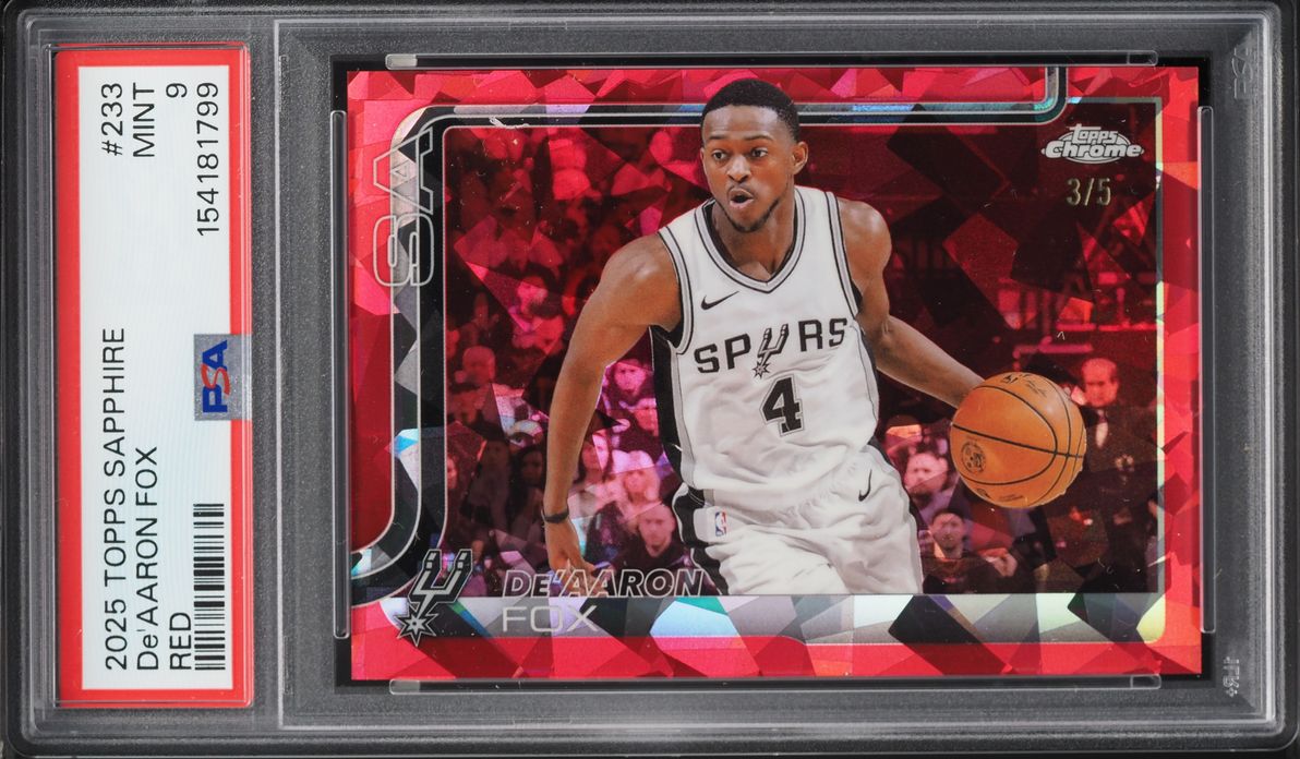 2025 Topps Chrome Sapphire Edition Red De'aaron Fox /5 #233 PSA 9 MINT