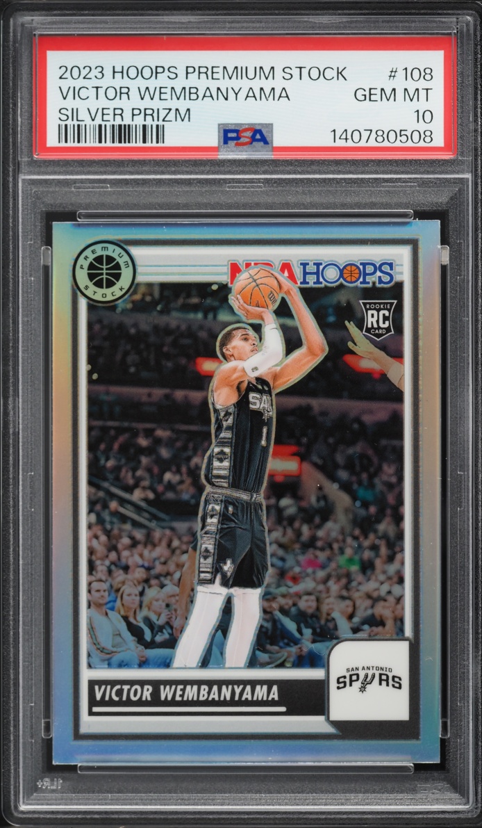 2023 Hoops Premium Stock Silver Prizm Victor Wembanyama ROOKIE #108 PSA 10 GEM MINT