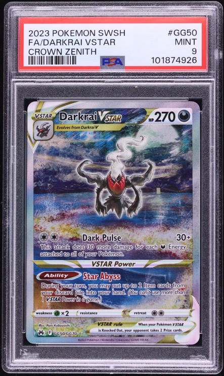 2023 Pokemon Sword & Shield Crown Zenith Alt Art Darkrai VSTAR #GG50 PSA 9 MINT
