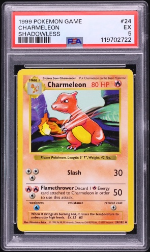 1999 Pokemon Base Set Shadowless Charmeleon #24 PSA 5 EX