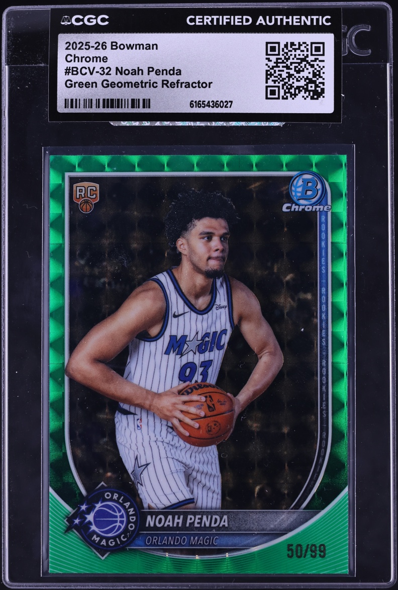 2025 Bowman Chrome Green Geometric Refractor Noah Penda ROOKIE /99 #BCV-32 CGC AUTH
