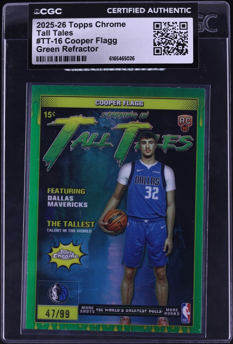 2025 Topps Chrome Tall Tales Green Refractor Cooper Flagg ROOKIE /99 #TT-16 CGC AUTH
