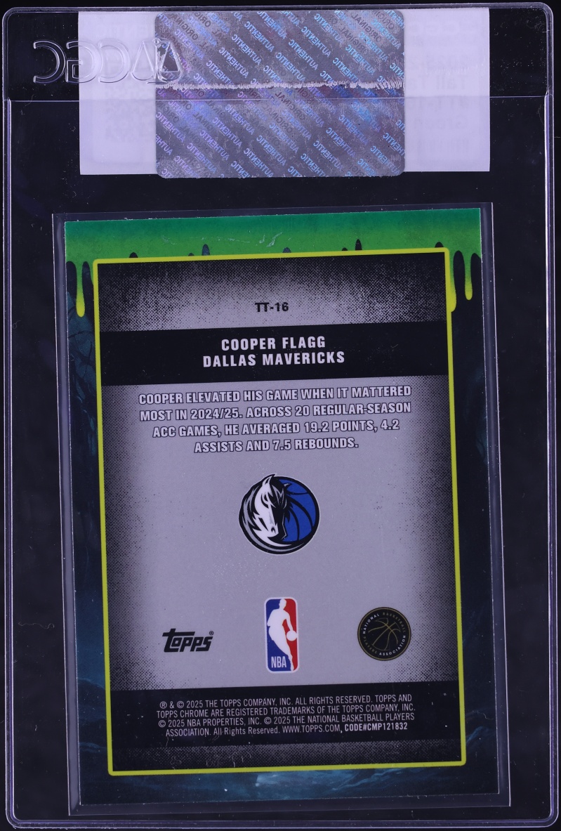 2025 Topps Chrome Tall Tales Green Refractor Cooper Flagg ROOKIE /99 #TT-16 CGC AUTH