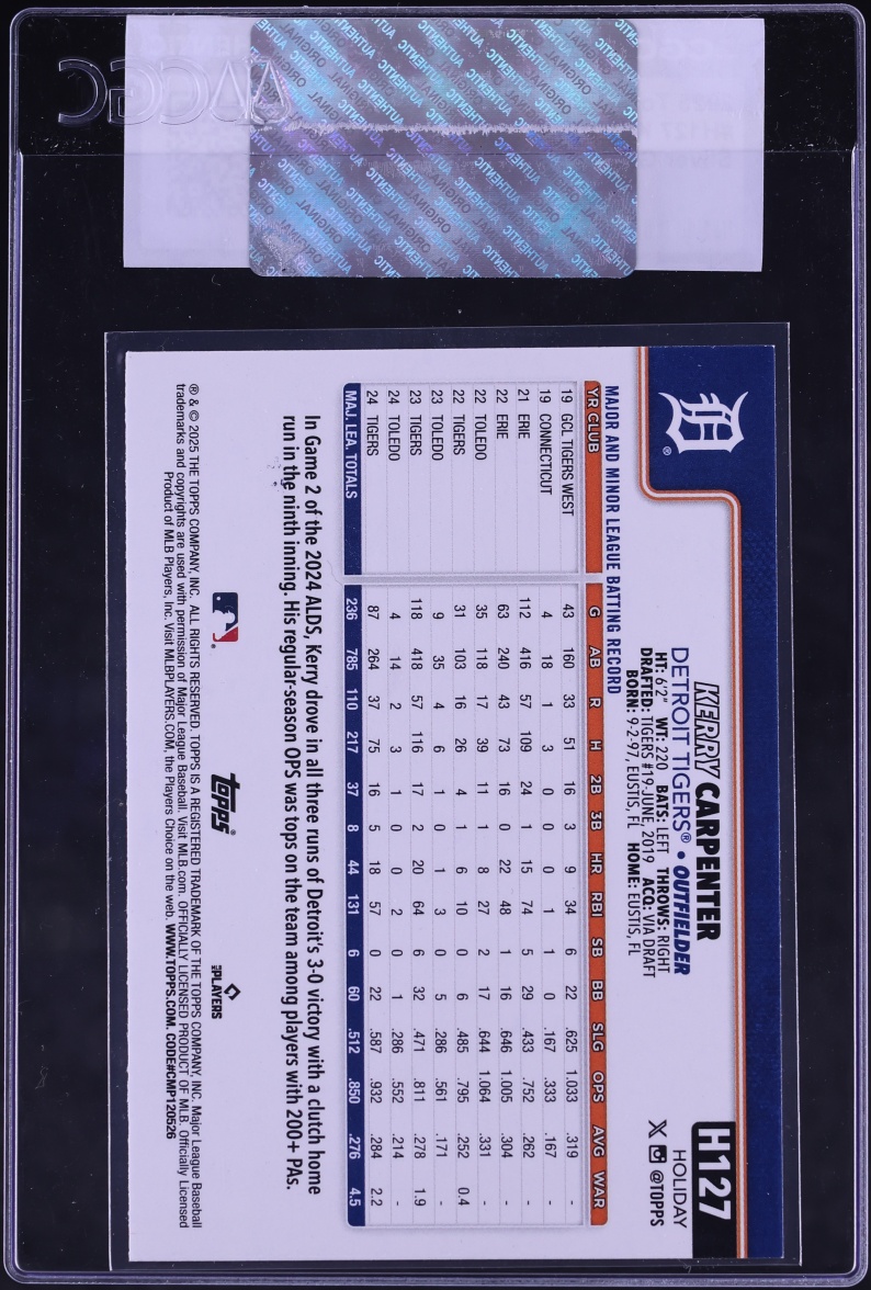 2025 Topps Holiday Silver Glitter Kerry Carpenter #H127 CGC AUTH