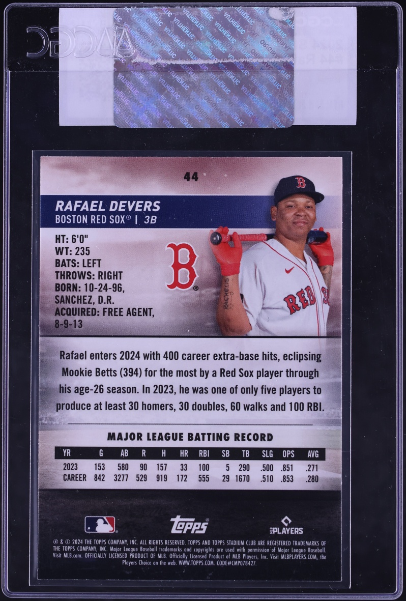 2024 Stadium Club Rafael Devers #44 CGC AUTH