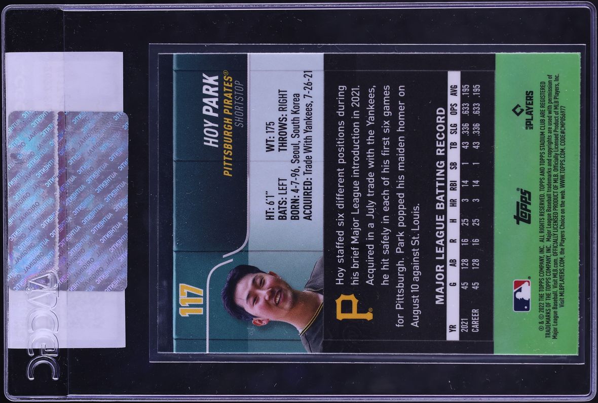2022 Stadium Club Chrome Hoy Park ROOKIE #117 CGC AUTH