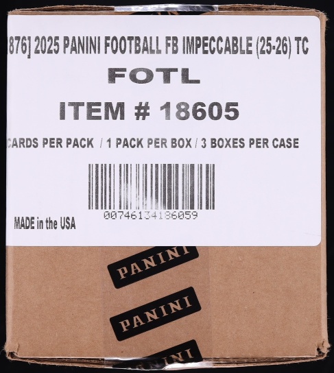 2025 Panini Impeccable Football First Off The Line Sealed Hobby Case, 3ct Boxes