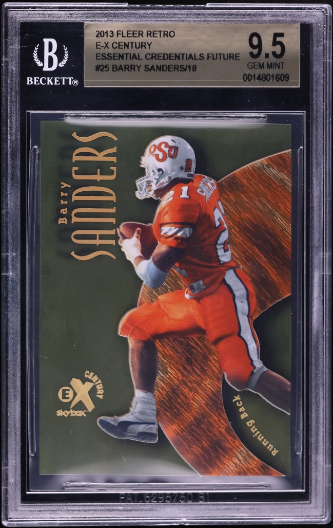 2013 Fleer Retro E-X Century Essential Credentials Future Barry Sanders /18 #25 BGS 9.5 GEM