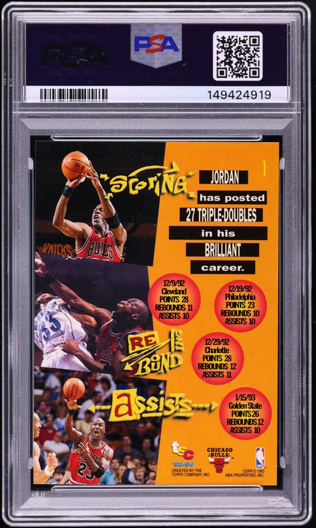1993 Stadium Club Basketball Michael Jordan #1 PSA 8 NM-MT