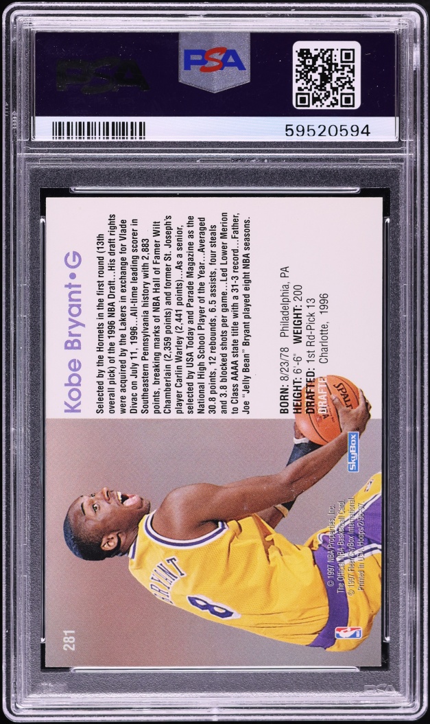 1996 Hoops Kobe Bryant ROOKIE #281 PSA 8 NM-MT