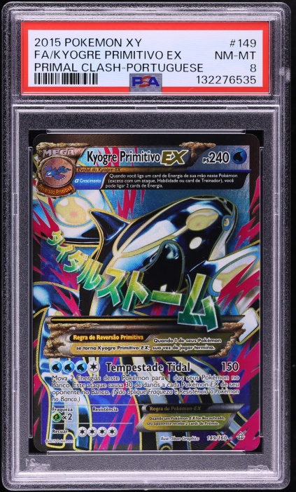 2015 Pokemon Portuguese XY Primal Clash Full Art Primal Kyogre EX #149 PSA 8 NM-MT