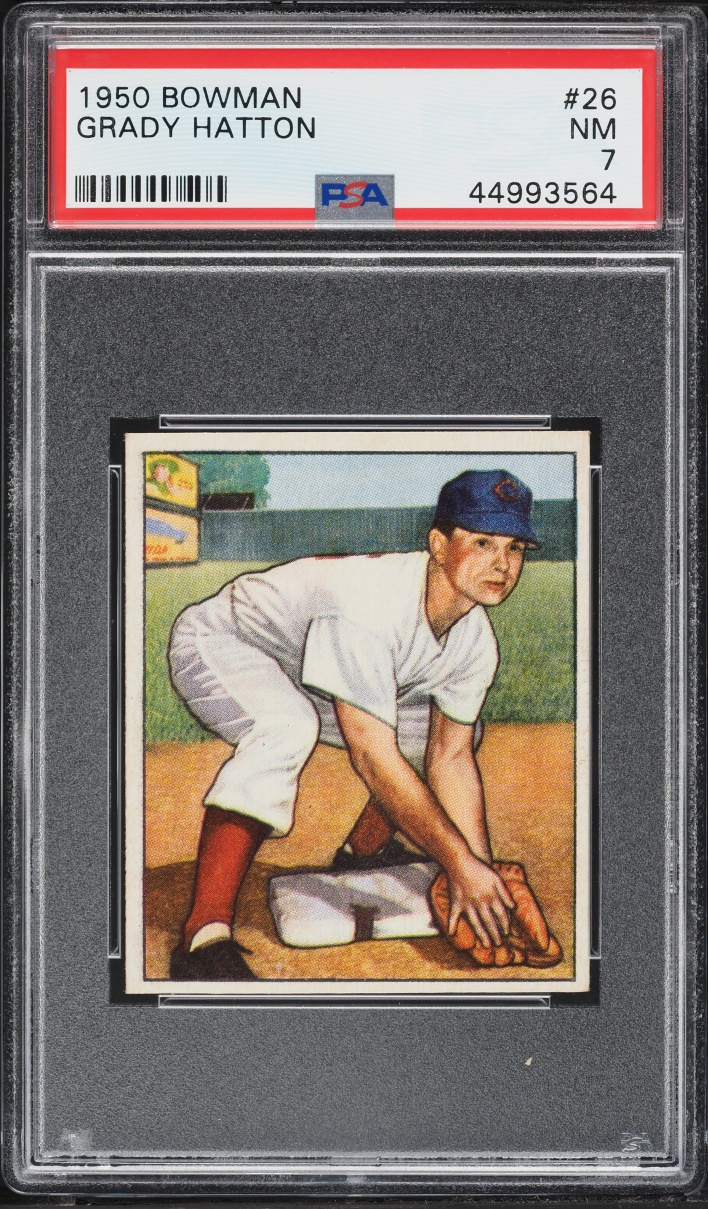 1950 Bowman Grady Hatton #26 PSA 7 NRMT