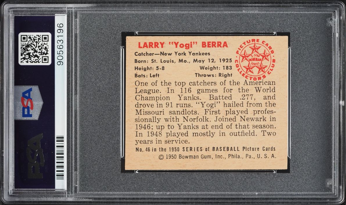 1950 Bowman Yogi Berra #46 PSA 7 NRMT