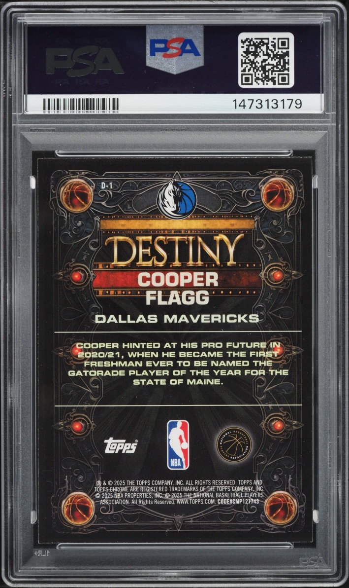 2025 Topps Chrome Destiny Cooper Flagg ROOKIE #D-1 PSA 9 MINT