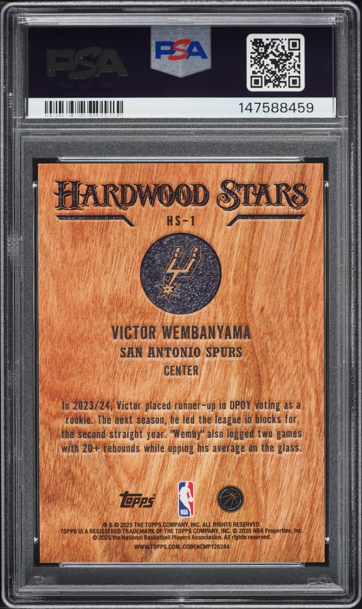 2025 Topps Hardwood Stars Victor Wembanyama #HS-1 PSA 8 NM-MT