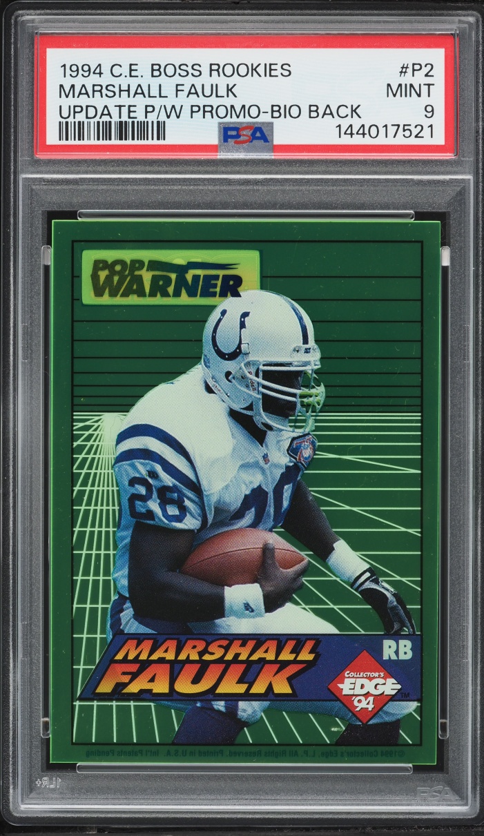 1994 Collector's Edge Boss Update Pop Warner Promo Marshall Faulk ROOKIE #P2 PSA 9 MINT